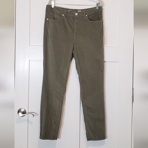 Seven 7 Corduroy Pants Ultra High Rise Skinny Olive Green Cotton Stretch Size 12